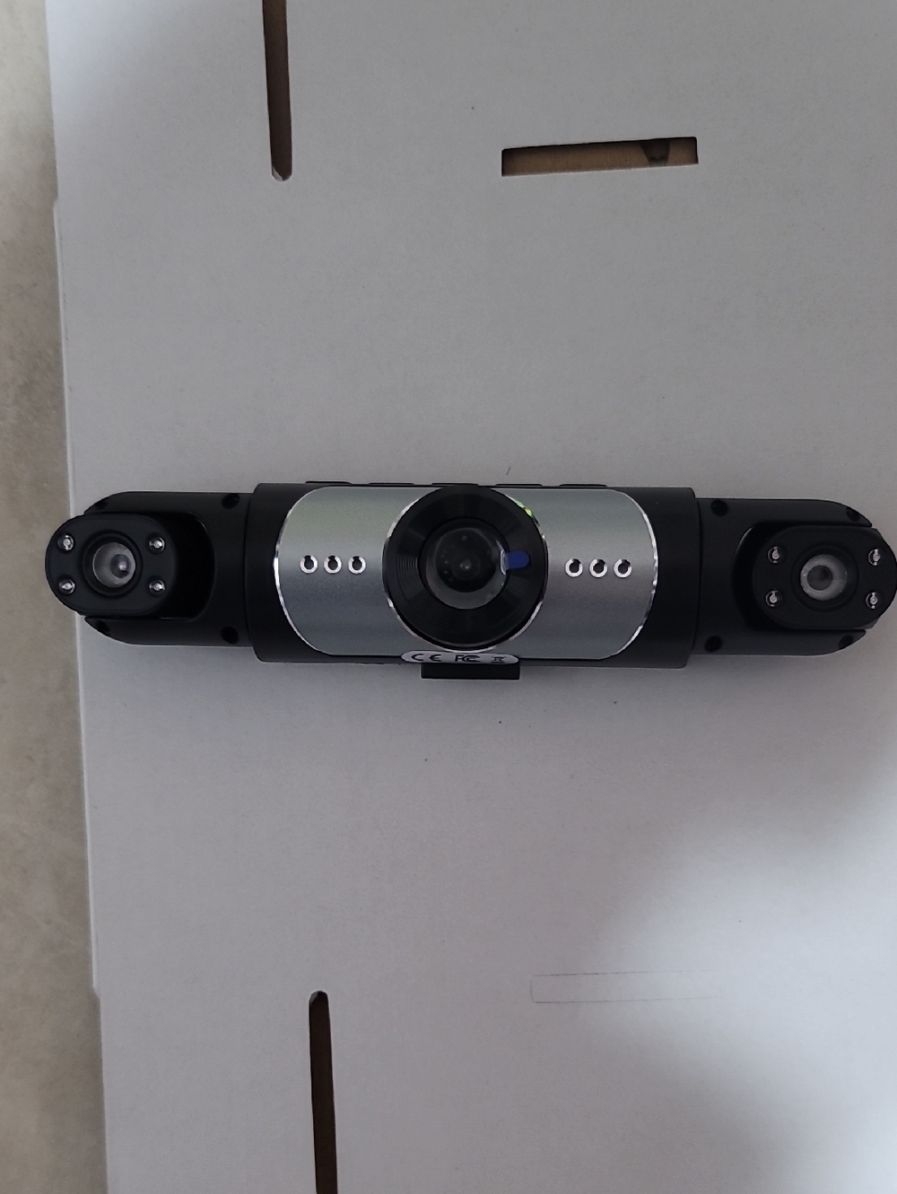 Wide-Angle Dash cam with Dual Side Cameras - Black & Silver